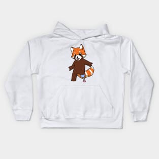 Red panda with prosthetic leg Kids Hoodie